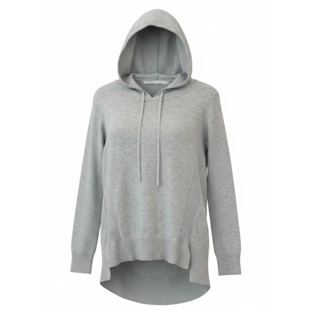 Athleta Light Gray Hooded Knit Pullover - Size Medium